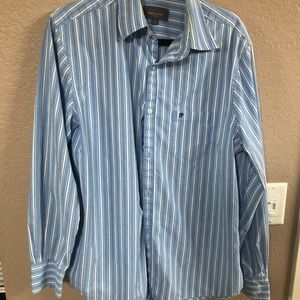 Men’s Long Sleeved Blue & White Stripped Shirt